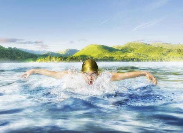 Photograph Chris Frazer Smith Swimmer Ullswater on One Eyeland